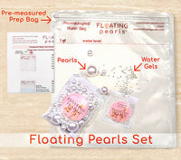 100 Floating Ivory Pearls and Ivory Gems - Large Sizes - Fills 2 Gallons of the Transparent Water Gels for the Floating Effect- With Exclusive Measured Prep Bags - Option: 6 Submersible Fairy Lights Strings