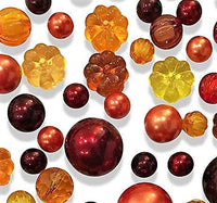50 Fall Thanksgiving Floating Glowing Pumpkins, Leaves, and Pearls- Fills 1 Gallon of the Floating Transparent Gels for Your Vases- Option to Add 3 Submersible Fairy Lights Strings