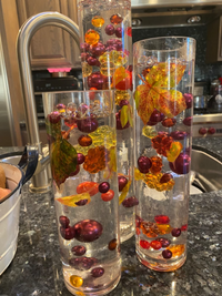 50 Fall Thanksgiving Floating Glowing Pumpkins, Leaves, and Pearls- Fills 1 Gallon of the Floating Transparent Gels for Your Vases- Option to Add 3 Submersible Fairy Lights Strings