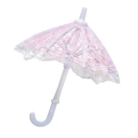 3 Mini Lace Umbrellas - Pink - 7" - Cakes Toppers - Vase toppers!