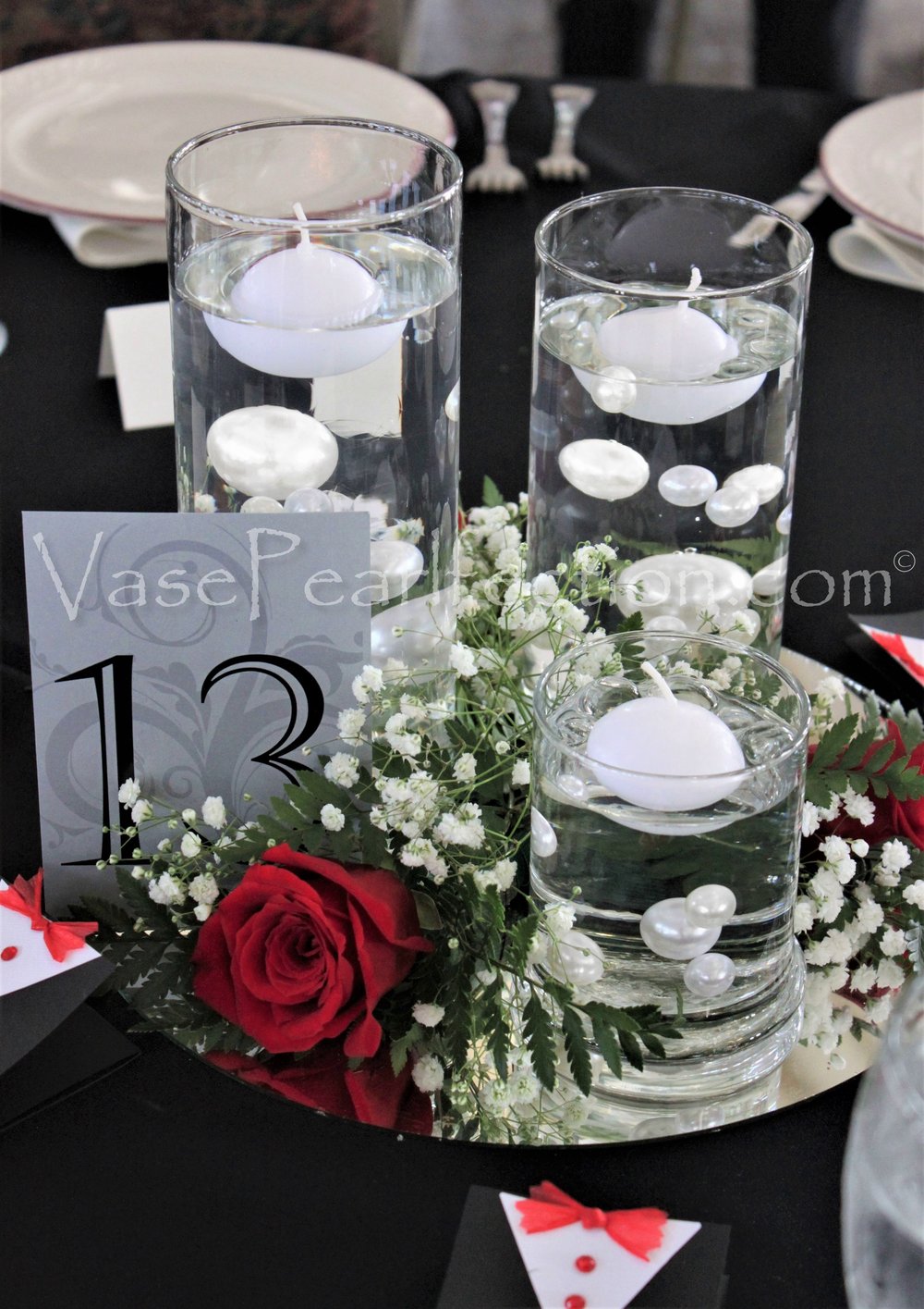 Floating White Pearls-Shiny-No Holes-Fills 1 Gallon of Floating Pearls & Crystal Clear Transparent Gels For Vases-With Exclusive Measured Gels Prep Bag-Option: 3 Submersible Fairy Lights Strings