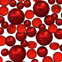 120 perles rouges « flottantes » avec des accents de pierres précieuses scintillantes - Pas de trou Jumbo/Tailles assorties Décorations de vase et dispersions de table