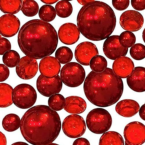 120 perlas rojas "flotantes" con acentos de gemas brillantes - Sin agujeros Jumbo/Tamaños variados Decoraciones de jarrones y decoraciones de mesa