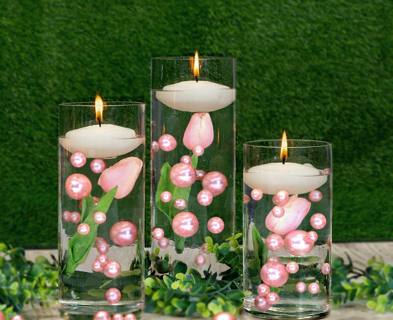 120 "Floating" Blush Pink & White Pearls mit funkelnden Edelsteinakzenten - No Hole Jumbo & Assorted Sizes Vase Decorations and Table Scatters