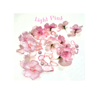 60 Floating Pink Cherry Blossoms Flowers-Pebbles & Pearls-Fills 1 Gallon of the Transparent Gels for the Floating Effect-With Pre-Measured Prep Bag-Option of 3 Submersible Fairy Lights
