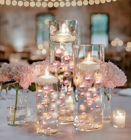 „Floating“ Blush Light Pink Pearls – No Hole – Jumbo & Assorted Sizes Vase Decorations