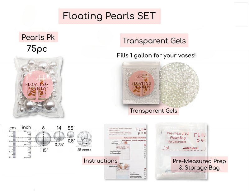 Perles "flottantes" en or rose clair - Décorations de vase sans trou Jumbo/Tailles assorties