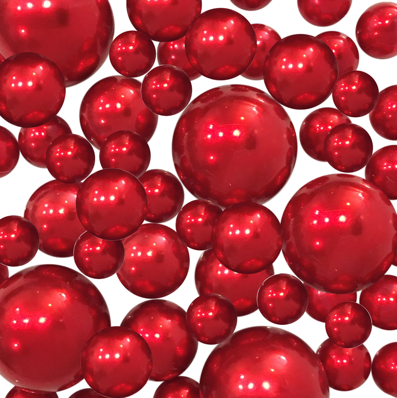 50 Floating Red Pearls-Shiny-Jumbo Sizes-1 Pk Fills 1 Gallon of Gels for Floating Effect-With Measured Gels Kit - Option 3 Fairy Lights - Vase Decorations