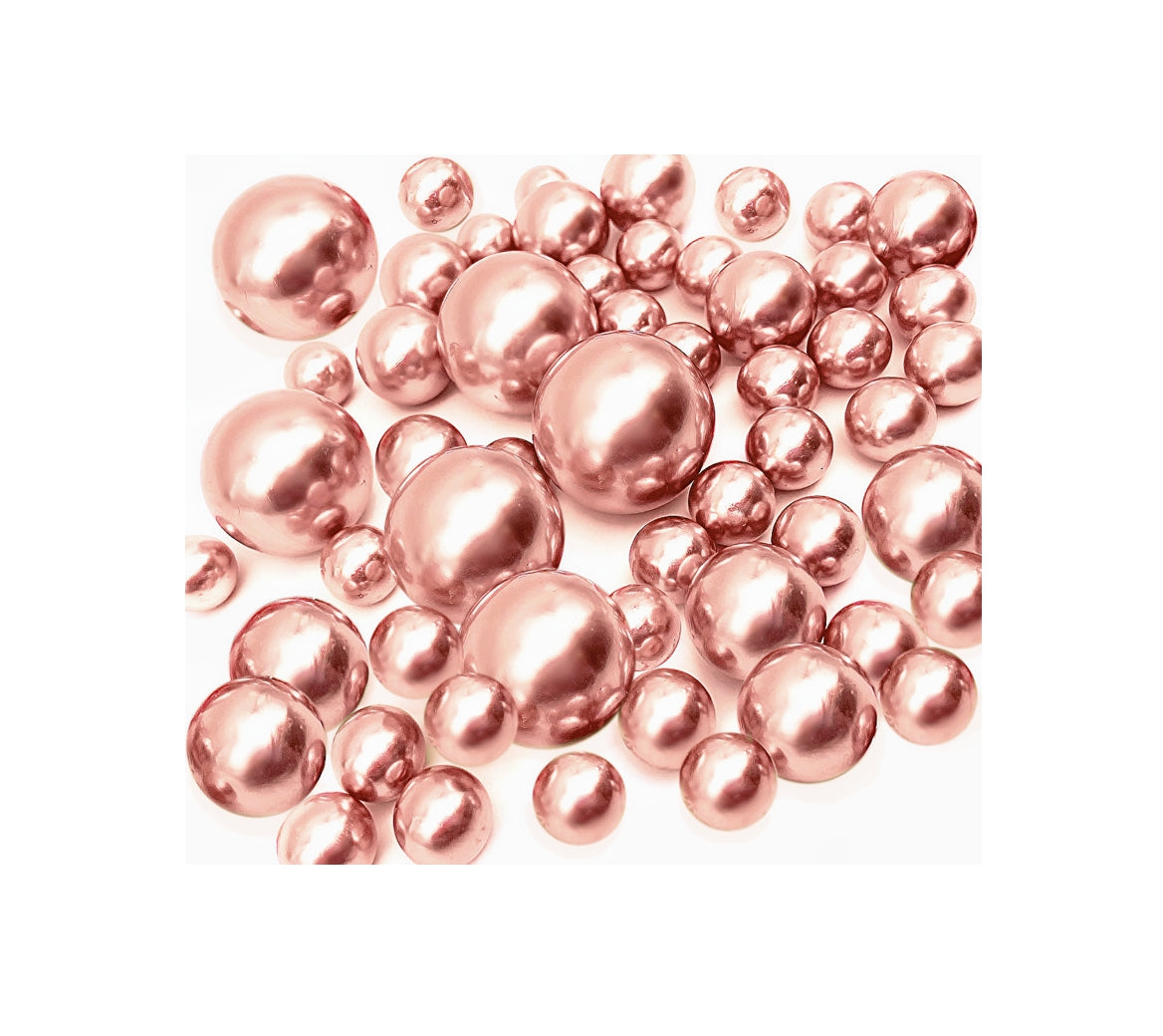 75 Floating Rose Gold Pearls - Shiny - 1 Pk Fills 1 Gallon of Gels for Floating Effect - With Measured Gels Prep Bag - Option of 3 Submersible Fairy Lights Strings