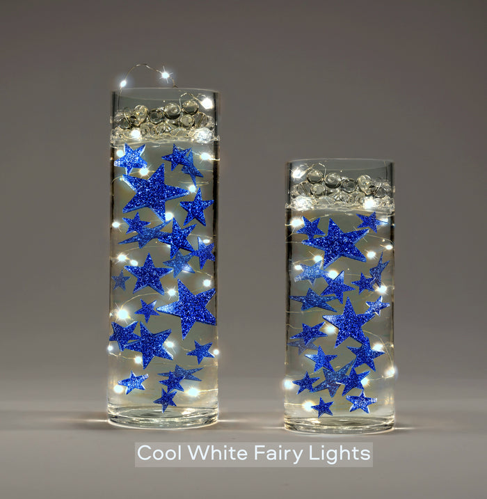 Floating Crystal Blue Stars & Pearls-Fills 1 Gallon of Floating Gels for the Floating Effect-With Exclusive Measured Floating Gels Prep Bag-Option of 3 Submersible Fairy Lights Strings