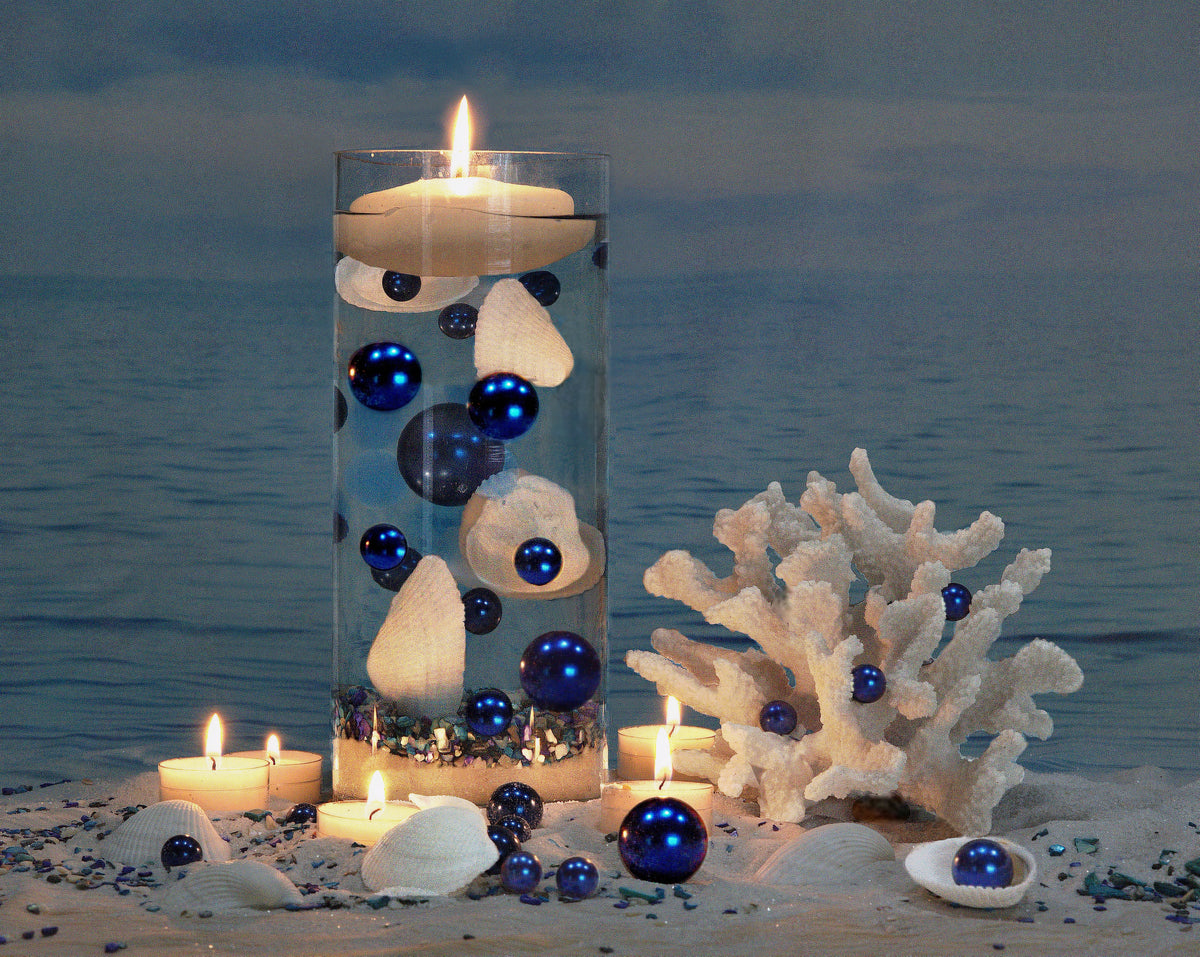 Conchas marinas flotantes - Natural - Blanco/Blanco roto - Con efectos de color aguamarina - Decoraciones de jarrones y Dispersión de mesa