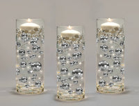 Perlas de plata "flotantes" - Decoraciones de jarrón de tamaños gigantes/varios sin agujeros