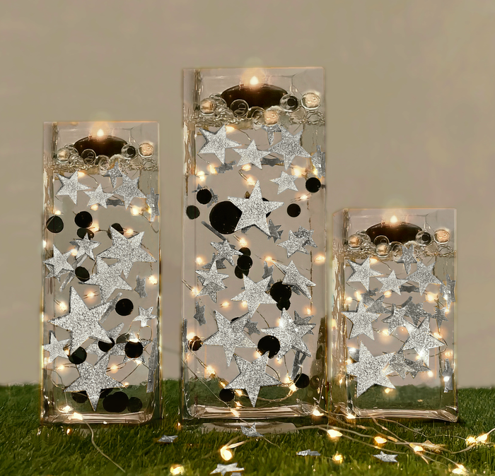 reciclar ! Perlas de plata "flotantes" - Decoraciones de jarrón de tamaños gigantes/varios sin agujeros