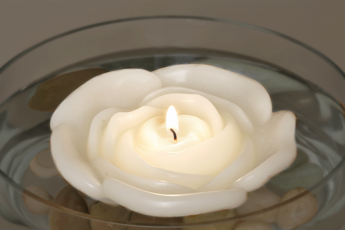 3.75" Flower Floating Candles. Set of 3-Unscented