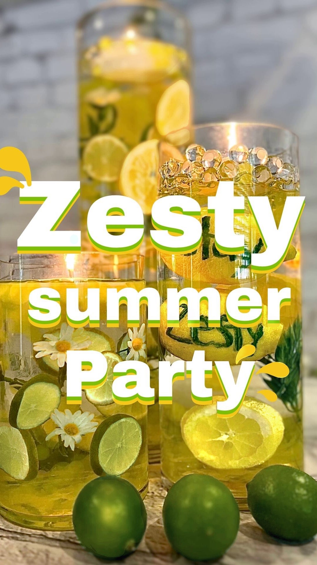 Zesty Floating Choices:Lemons-Limes-Cherries-Daisies-Fairy Lights-1 Pk fills 1 Gallon for Your Vases-With Our Exclusive Transparent Water Gels Floating Measured Kit-Vase Decorations