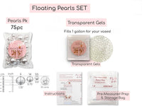 75 Floating Black Pearls Large Sizes- Fills 1 Gallon of The Floating Transparent Water Gels for Your Vases- 3 Submersible Fairy Lights Strings