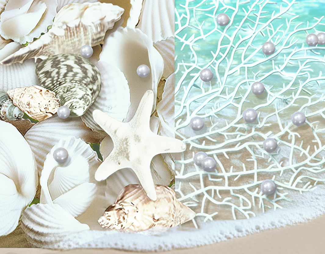 75 Floating White & Multi Seashells- White Coral Reef- Pearls- Aqua Sea Color Gels- Option of 3 Submersible LED Fairy Lights Strings With Hidable & Submersible Batteries- Fills 1 Gallon for Your Vases