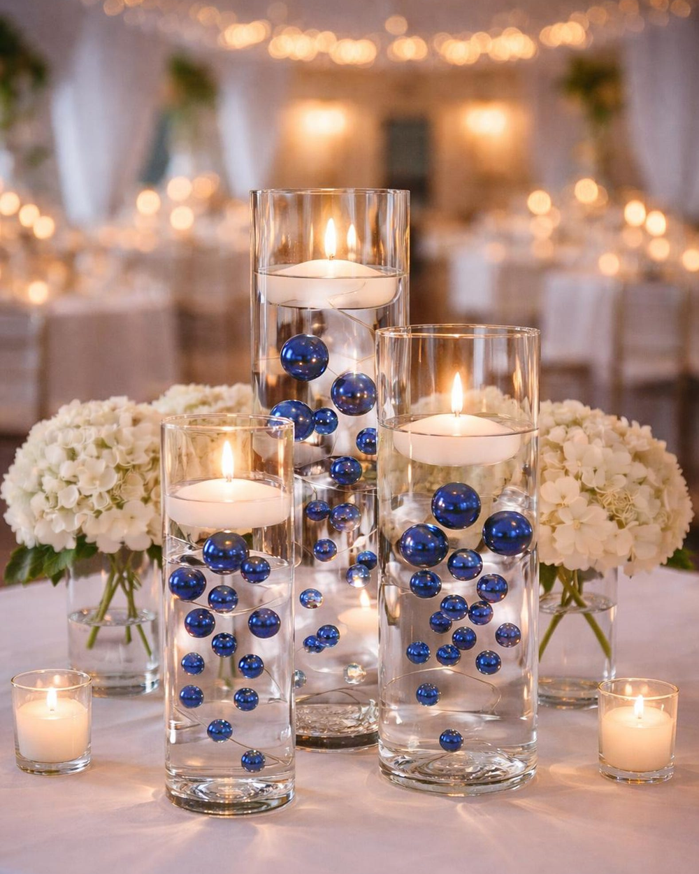 Perlas "flotantes" azul marino (azul real) - Decoraciones de jarrón sin agujeros Jumbo/varios tamaños