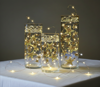 50 Floating Gold Stars- Sparkling- Large Sizes- Fills 1 Gallon of the Transparent Floating Gels for Your Vases- With Pre-Measured Prep Bags- Option of 3 Submersible Fairy Lights Strings