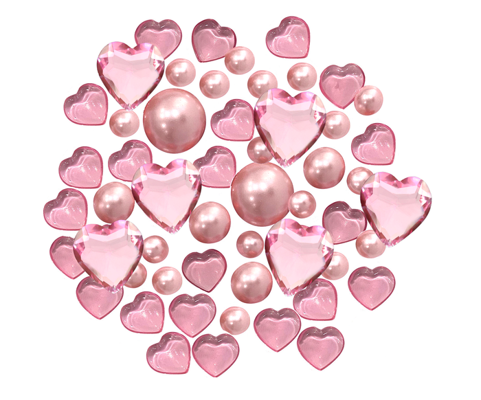 "Floating" Valentine Pink Light Hearts & Pearls - Décorations de vase et dispersion de table