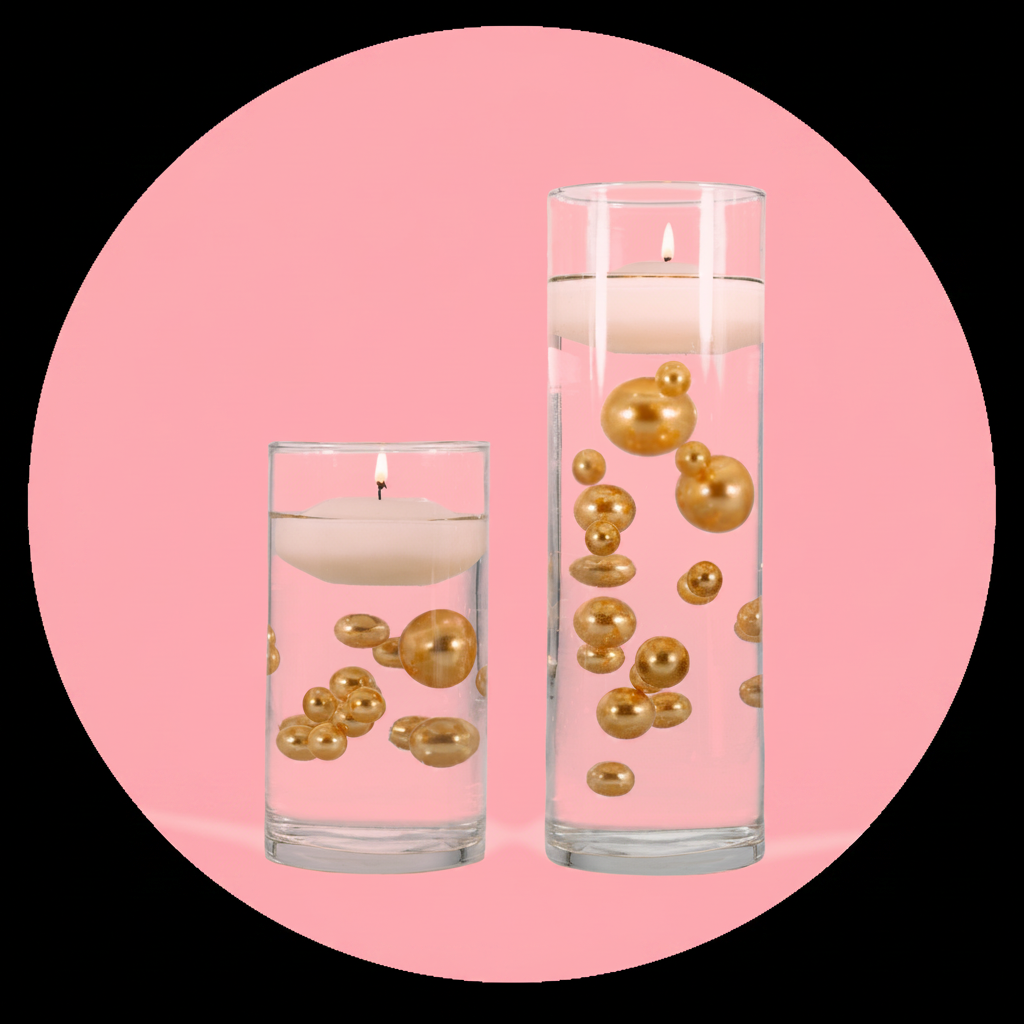 120 "Floating" Blush Pink & White Pearls mit funkelnden Edelsteinakzenten - No Hole Jumbo & Assorted Sizes Vase Decorations and Table Scatters