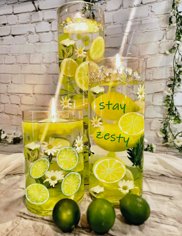 Zesty Floating Choices:Lemons-Limes-Cherries-Daisies-Fairy Lights-1 Pk fills 1 Gallon for Your Vases-With Our Exclusive Transparent Water Gels Floating Measured Kit