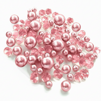 120 perlas rosadas y blancas "flotantes" con detalles de gemas brillantes, tamaño gigante sin agujeros y varios tamaños para decoración de jarrones y esparcidos de mesa