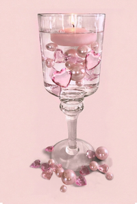 50 Floating Valentine Light Pink Hearts Large Sizes & Matching Pearls - Vase Decorations - Table Scatter