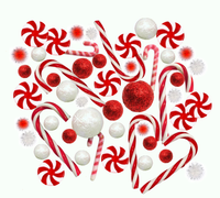 "Floating" Christmas Candyland: Zuckerstangen, Lutscher, rote und weiße Perlen, mit festlichen Edelsteinen - Vasendekorationen