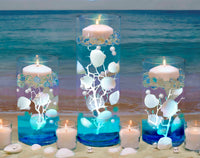 Coquillages flottants - Naturels - Blanc/Blanc cassé - Avec des effets de couleur Aqua - Décorations de vase et dispersion de table