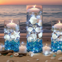 75 Floating White Seashells-White Starfish-Coral Reef-Pearls-Aqua Beads-Option to add 3 Submersible LED Fairy Lights Strings with Hidable Submersible Batteries- Fills 1 gallon of the Transparent Water Gels for the Floating Effects
