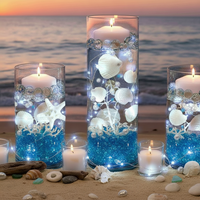 75 Floating White Seashells-White Starfish-Coral Reef-Pearls-Aqua Beads-Option to add 3 Submersible LED Fairy Lights Strings with Hidable Submersible Batteries- Fills 1 gallon of the Transparent Water Gels for the Floating Effects