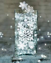 Flocons de neige blancs étincelants "flottants" - Décorations de vase d'hiver