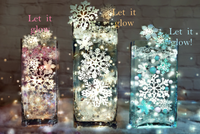 Flocons de neige blancs étincelants "flottants" et perles bleu aqua - Décorations de vase d'hiver