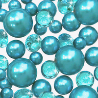 80 Turquesa "Flotante" - Robin Egg Blue Perlas y Gemas Sin Agujero Jumbo y Tamaños Surtidos Florero Decoraciones + Incluye Geles de Agua Transparentes para Flotar las Perlas