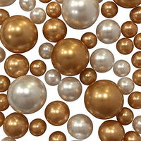 Perlas doradas y blancas "flotantes" - Decoraciones de jarrón Jumbo/varios tamaños sin agujeros