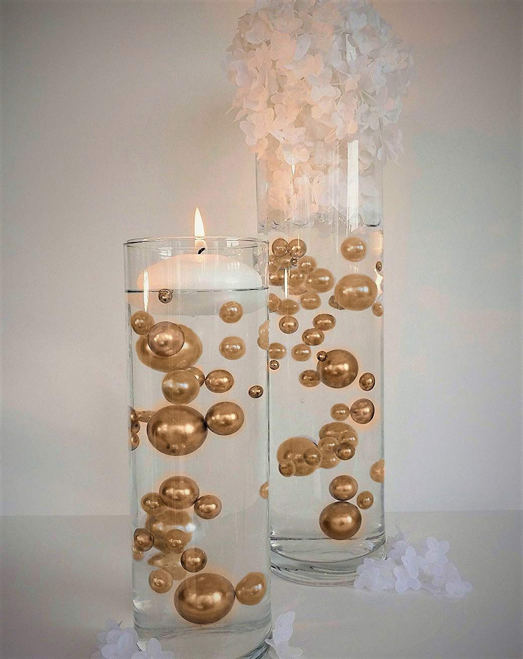 Bougies flottantes dorées de 3,25 po. Ensemble de 3 bougies non parfumées