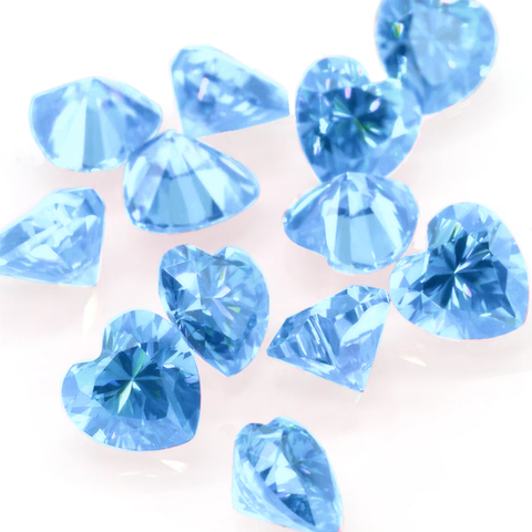 Floating Crystal Blue Hearts - Large 1.75