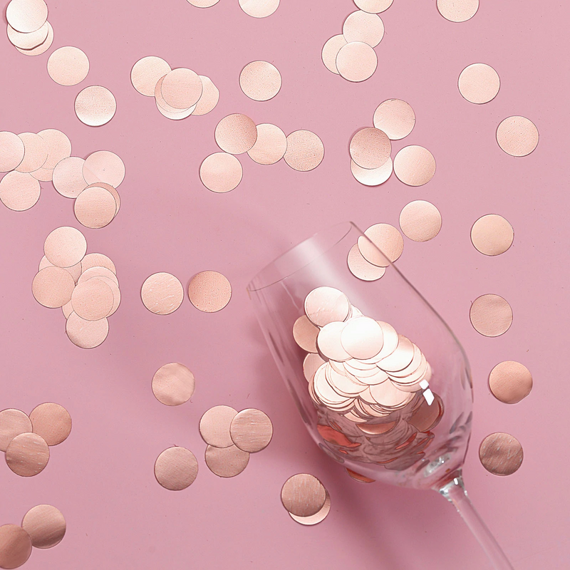 Confeti "flotante" de oro rosa metálico con opción de luces de hadas - Decoraciones de jarrones y esparcimiento de mesa