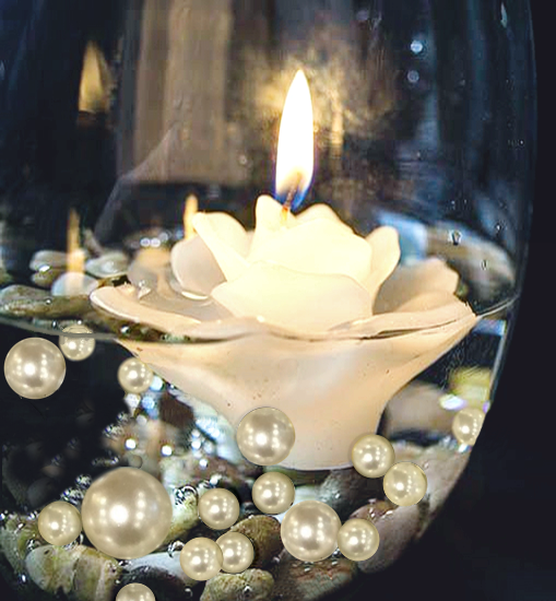 Bougies flottantes à fleurs ivoire de 7,6 cm. Lot de 3 bougies non parfumées.