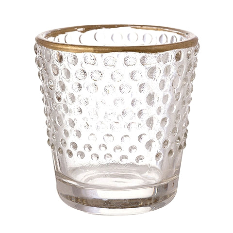 Bubbles Glass with Gold Rim Votive & Tea Light Candle Holder
