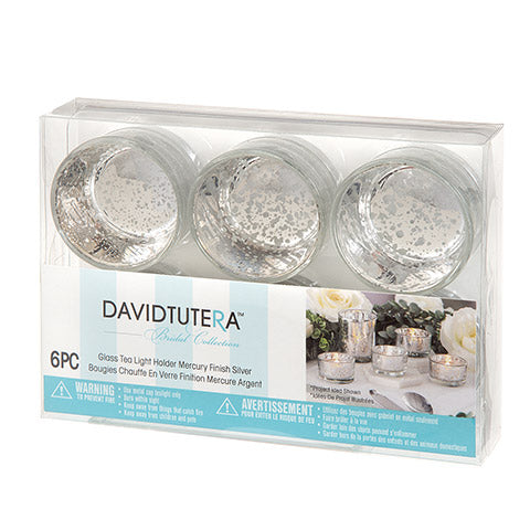 Silberne Teelichthalter aus Quecksilberglas – 6er-Set