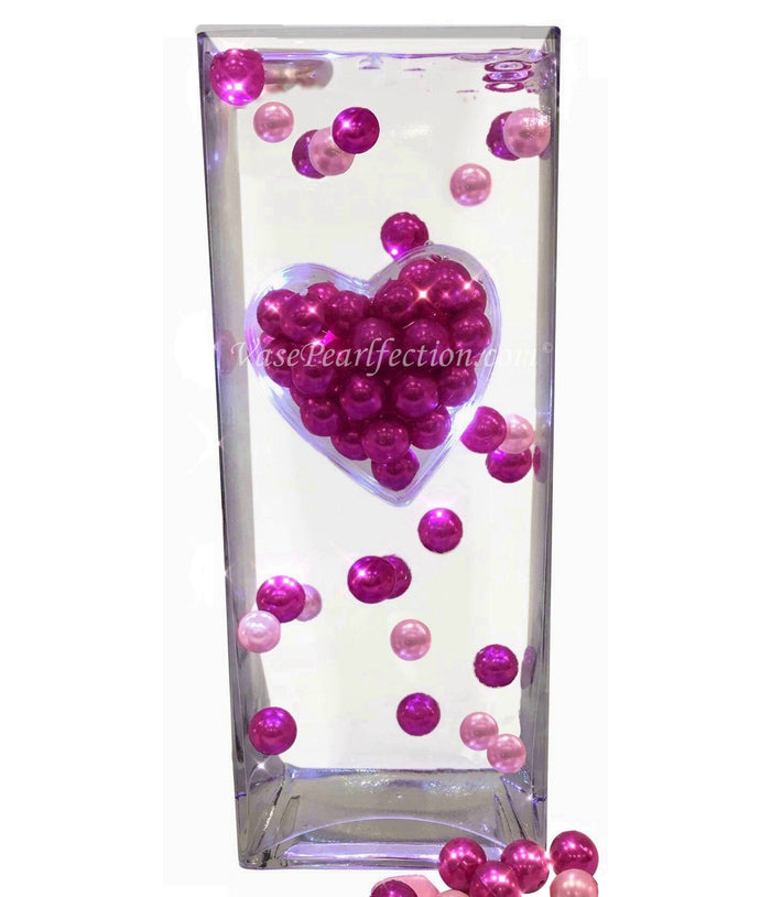 Corazón extra jumbo flotante con perlas de color rosa fuerte y rosa claro - Tamaños jumbo/variados Decoraciones de jarrones de bricolaje