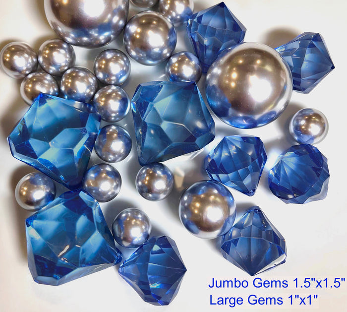 Navy-Blue Sparkling Crystal Gems - 1.5"- 1"