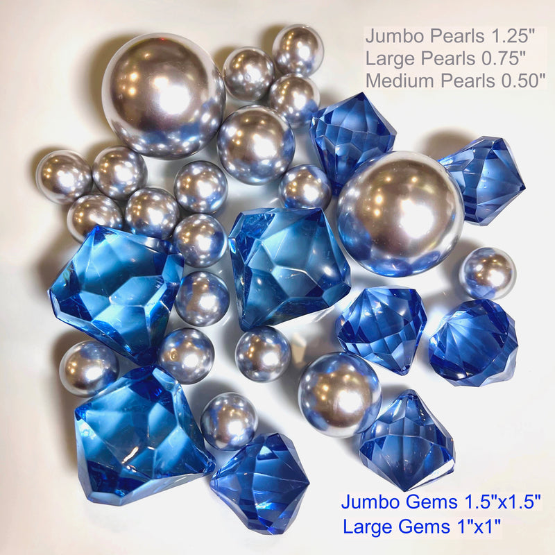 Gemmes de cristal scintillantes bleu marine - 1,5"- 1"