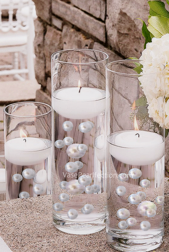 Floating White Pearls - Shiny - 1 Pk Fills 1 Gallon of Gels for Floating Effect - With Measured Gels Kit - Option 3 Fairy Lights - Vase Decorations
