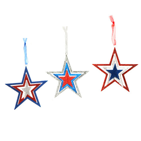 Estrellas Patrióticas Americanas en Espiral - juego de 3 - 4.5" cada una