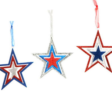 Patriotic Americana Spiral Stars - set of 3 - 4.5" each