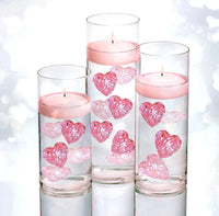 Floating Sparkle Pink Hearts Centerpiece Decorations - 1.75"ea -  1 Pk Fills 1 GL for Your Vase - With Transparent Gels Measured Kit for the Floating effect With Option: 3 Submersible Fairy Lights Strings