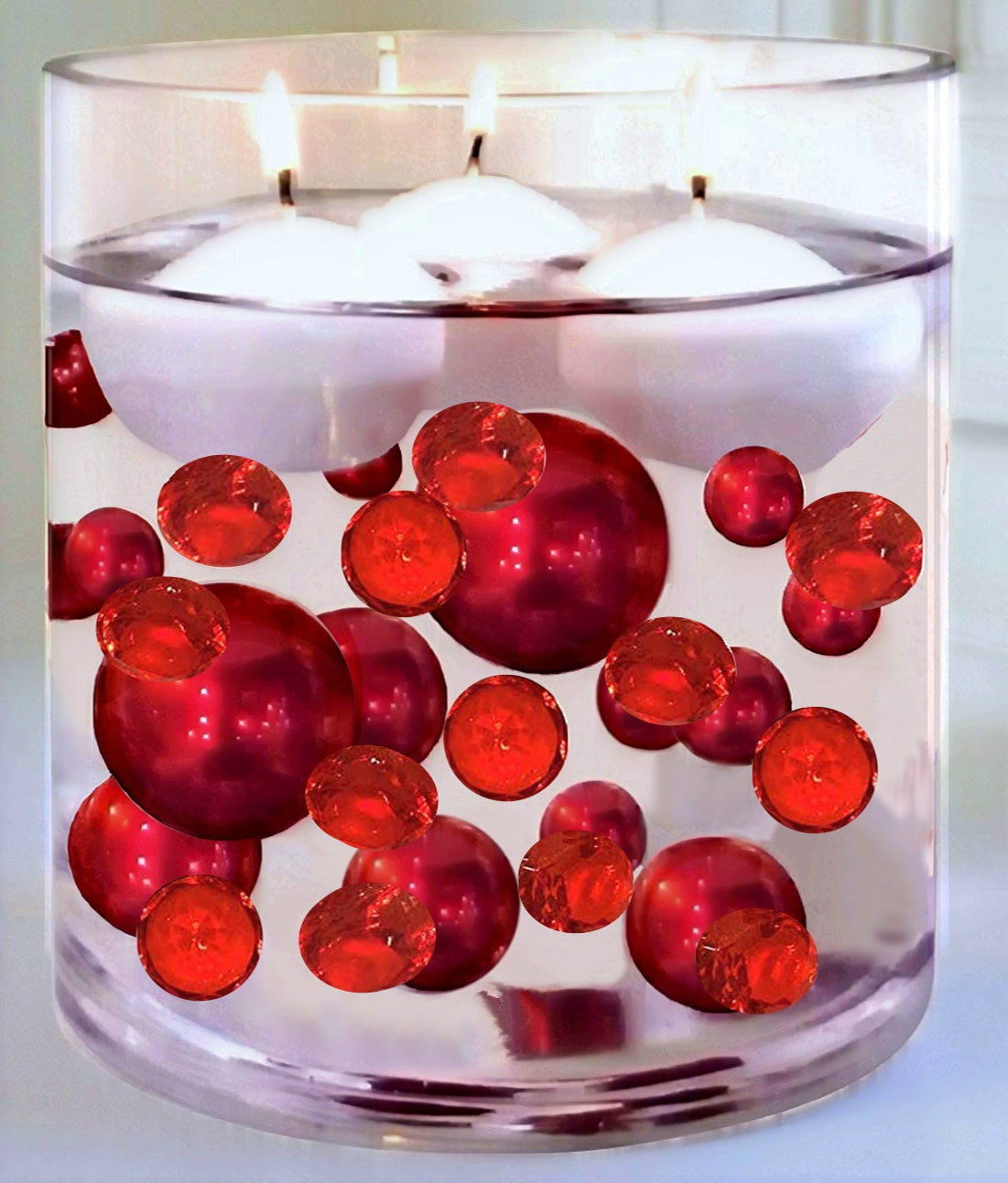 *CLEARANCE* 1 LB. Red Sparkling Diamond Gems - Jumbo Vase Decorations and Table Scatter